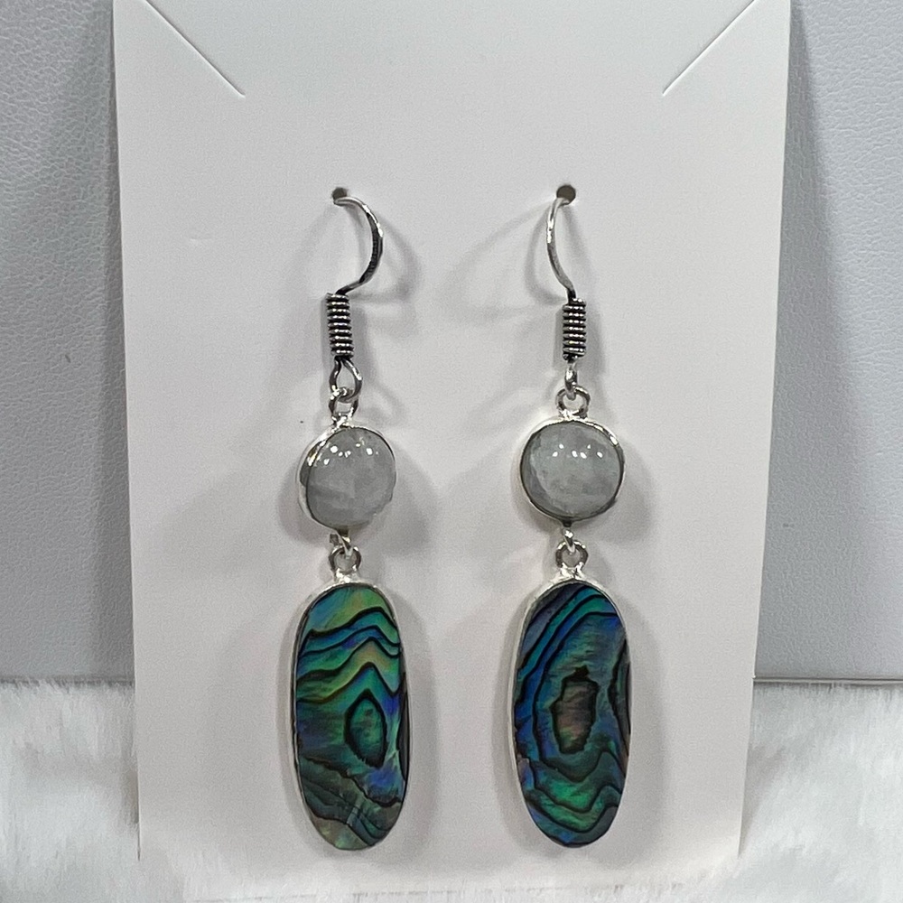 Abalone Moonstone 925 Gemstone Earrings